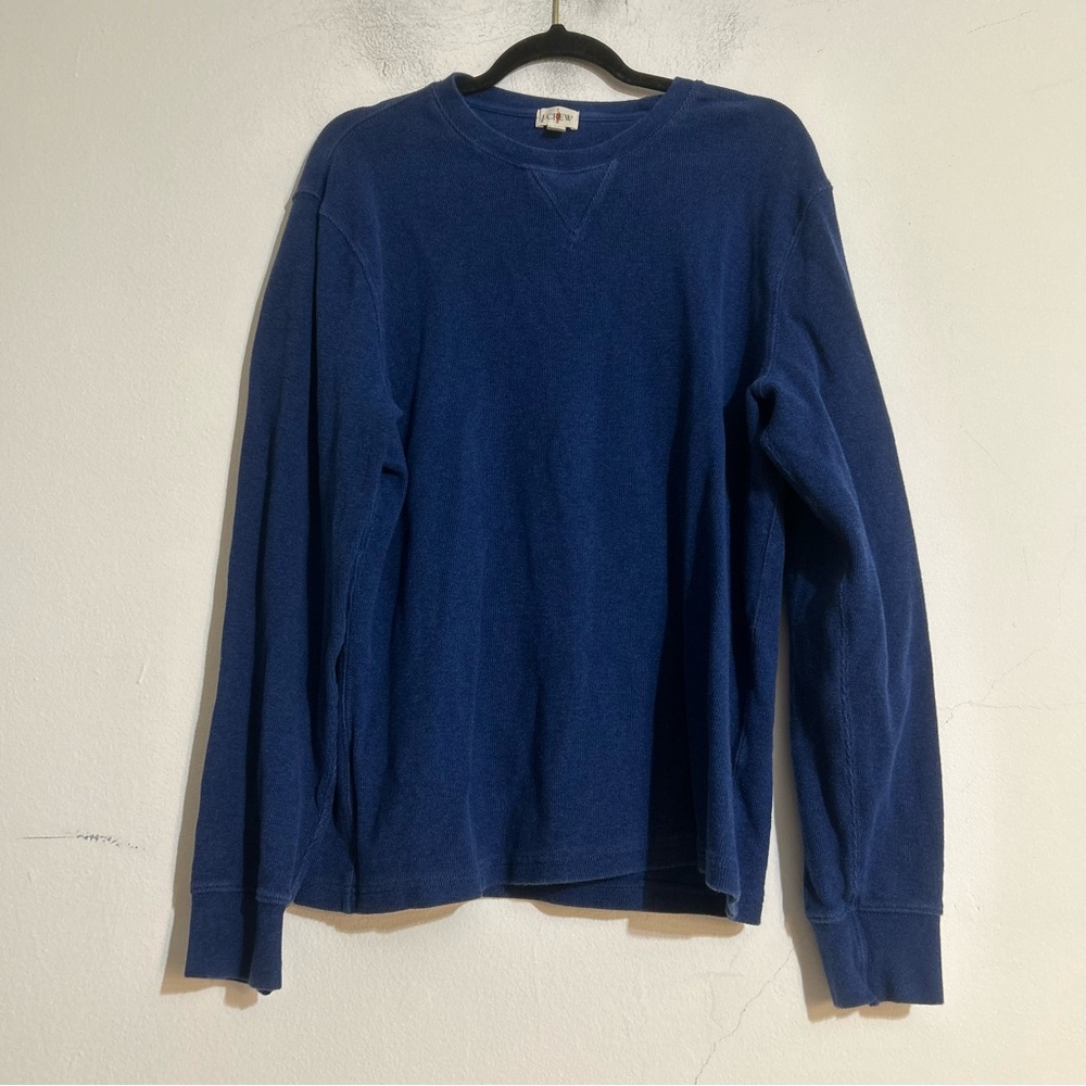 J. Crew Jacquard Rib Knit Crewneck Blue Size Large Cotton Casual Fall Loungewear